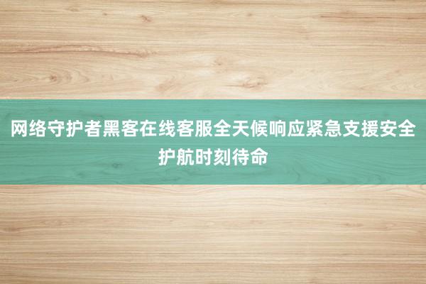 网络守护者黑客在线客服全天候响应紧急支援安全护航时刻待命