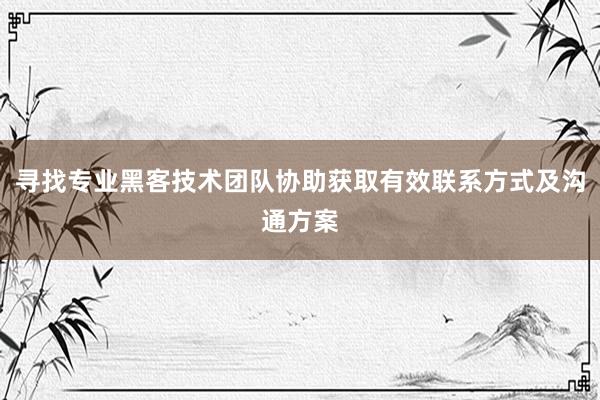 寻找专业黑客技术团队协助获取有效联系方式及沟通方案