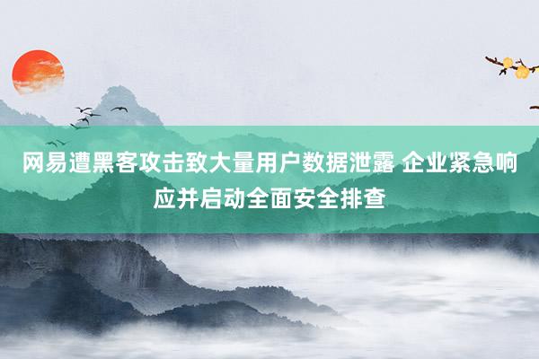 网易遭黑客攻击致大量用户数据泄露 企业紧急响应并启动全面安全排查