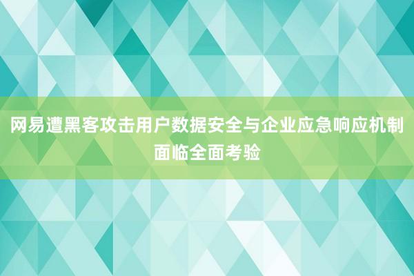 网易遭黑客攻击用户数据安全与企业应急响应机制面临全面考验